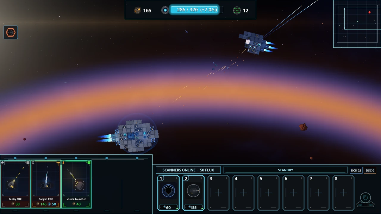 An Ambush Cruiser fights above a planet's sunlit horizon.